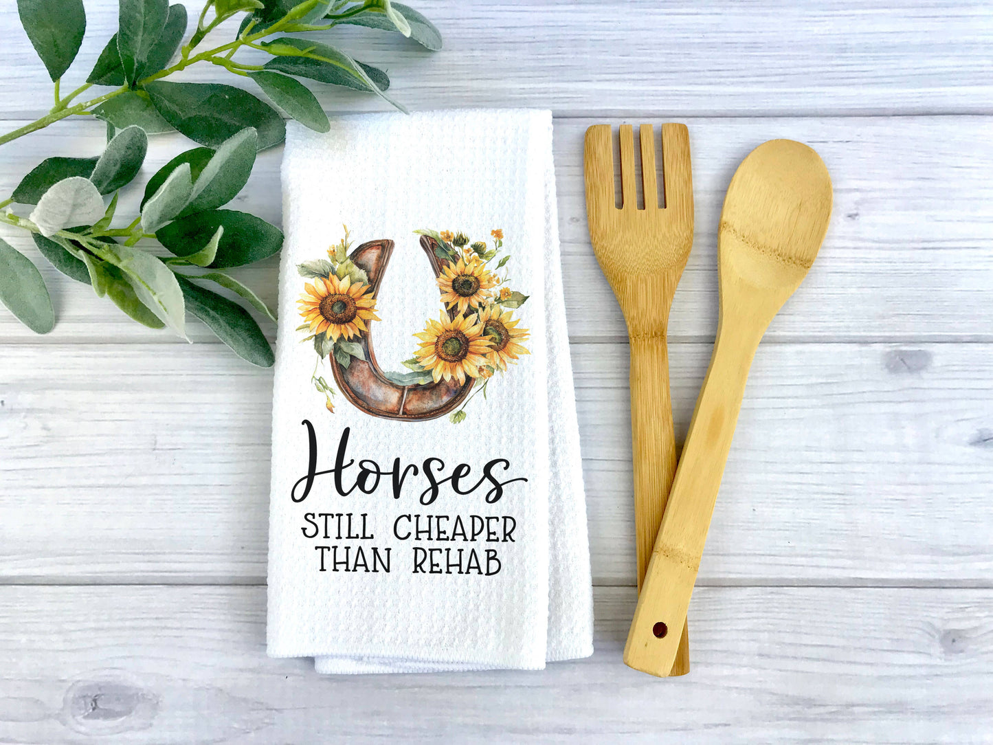 Horses Cheaper than Rehab Kitchen Towel Decor Equestrian