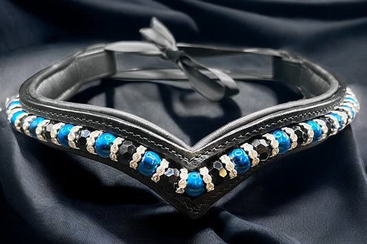 Black, Blue & Bling Browband - Quick Snap Loops