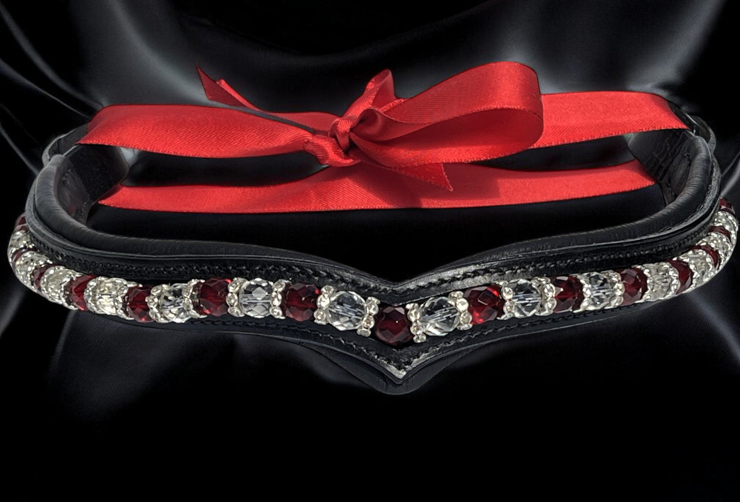 Crimson Bling Browband - Quick Snap Loops -17"