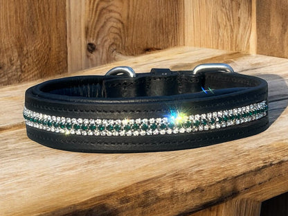 Dog Collars - Padded leather with beads or rhinestones