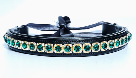 Emerald Obsession Browband - Quick Snap Loops - 16"