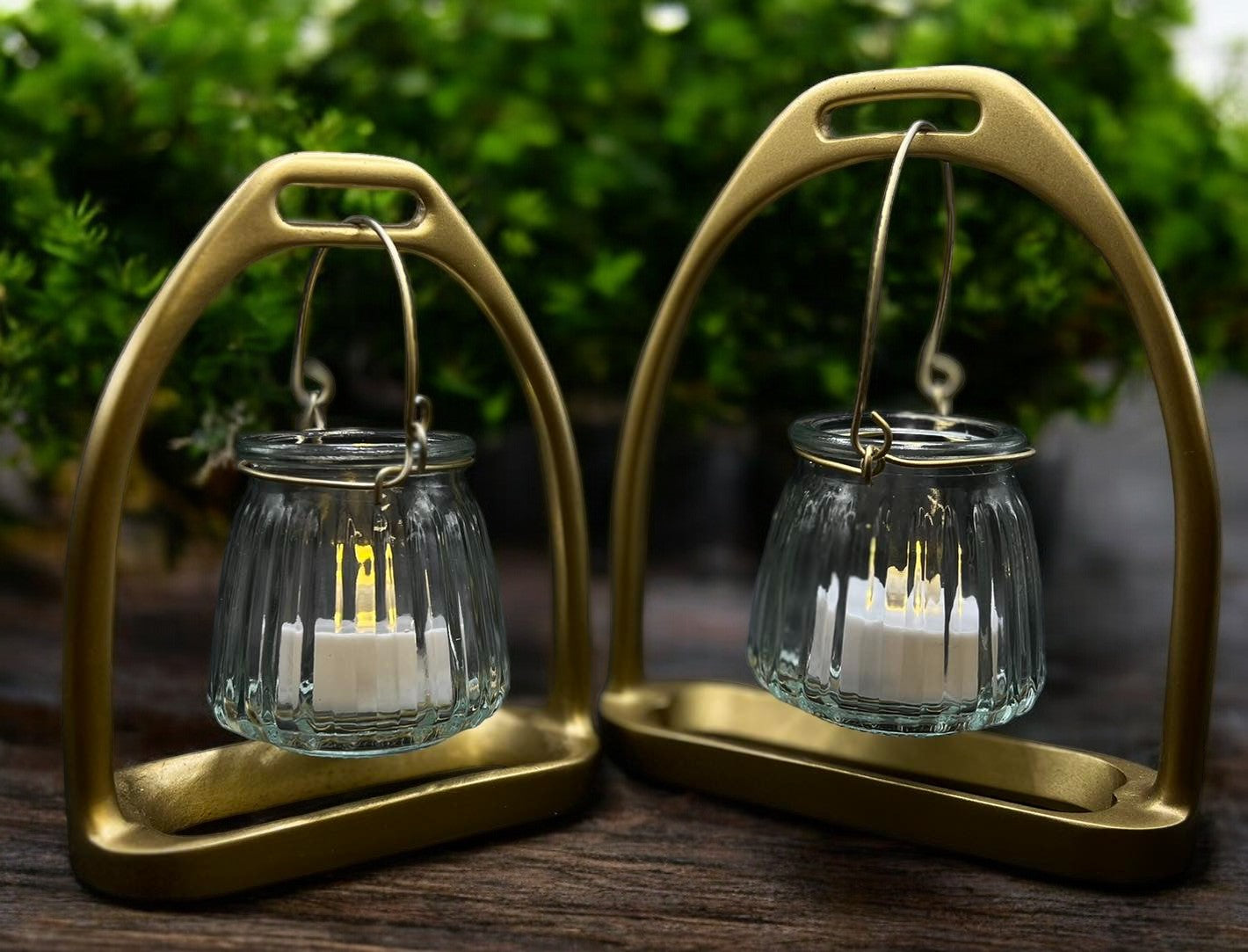 English Stirrup Candle Lights - Gold Tone