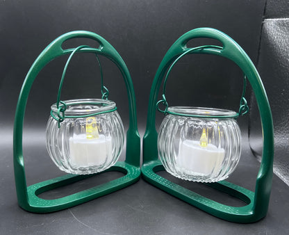 English Stirrup Candle Lights - Green