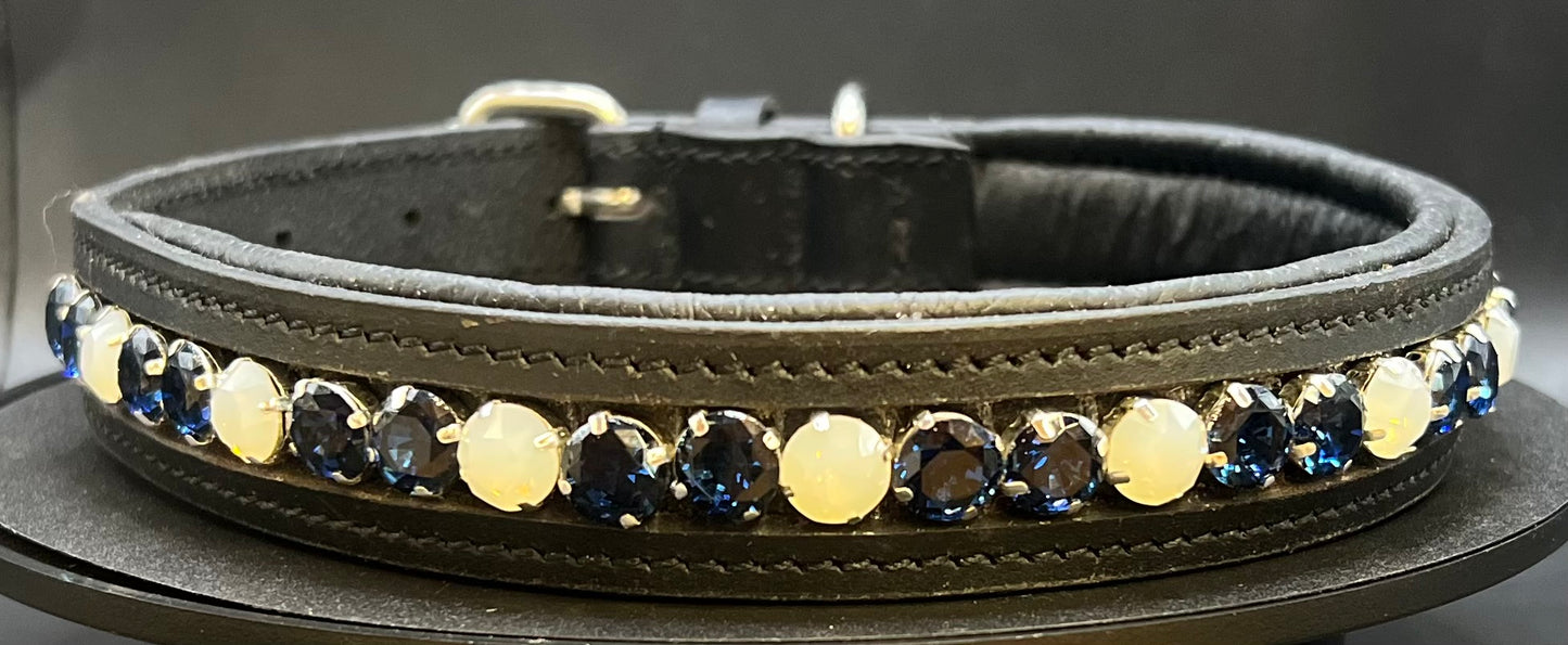 Dog Collars - Padded leather with beads or gems