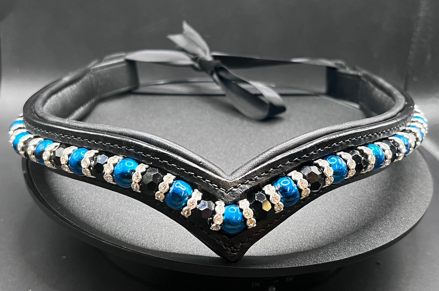 Black, Blue & Bling Browband - Quick Snap Loops