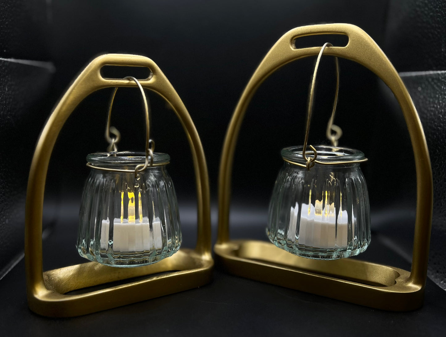 English Stirrup Candle Lights - Gold Tone