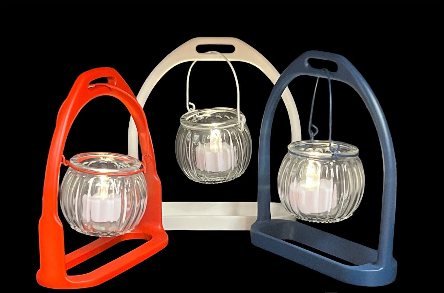 English Stirrup Candle Lights - Patriotic Trio