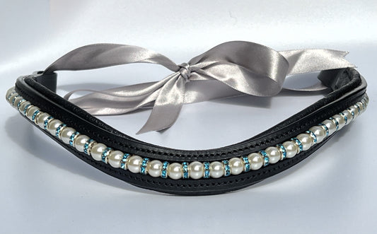 Pearl & Aqua Bling Browband - 17"