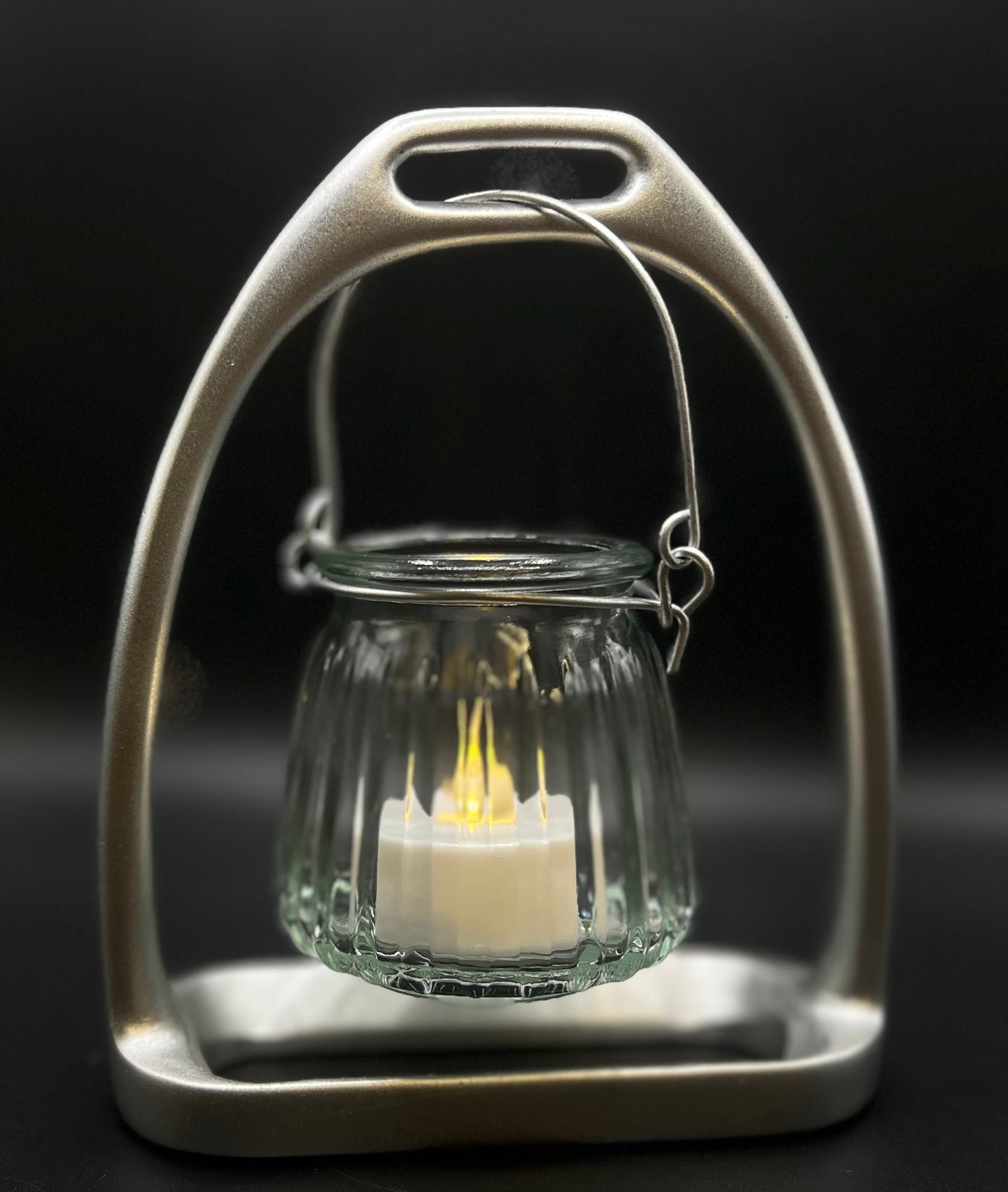 English Stirrup Candle Lights - Silver Tone