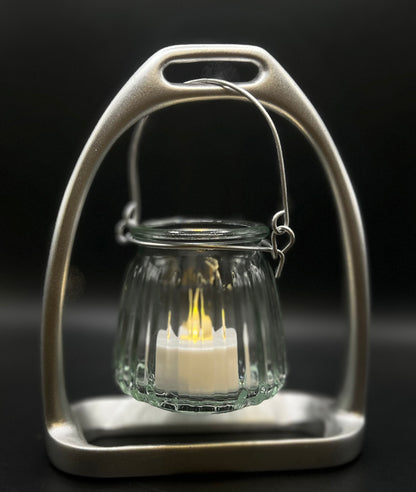 English Stirrup Candle Lights - Silver Tone Sparkle