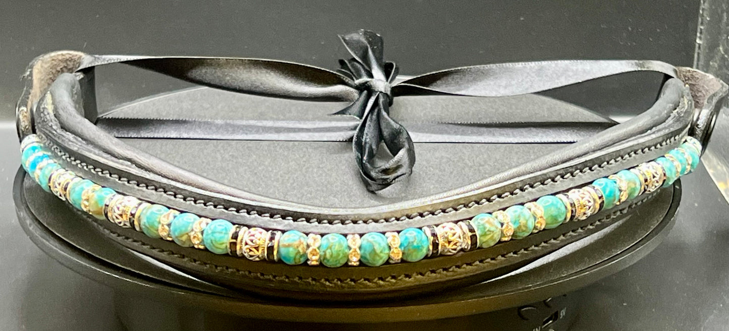 Turquoise Dreams Browband - Quick snap loops