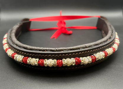 Red & Sparkles Browband - Quick snap loops